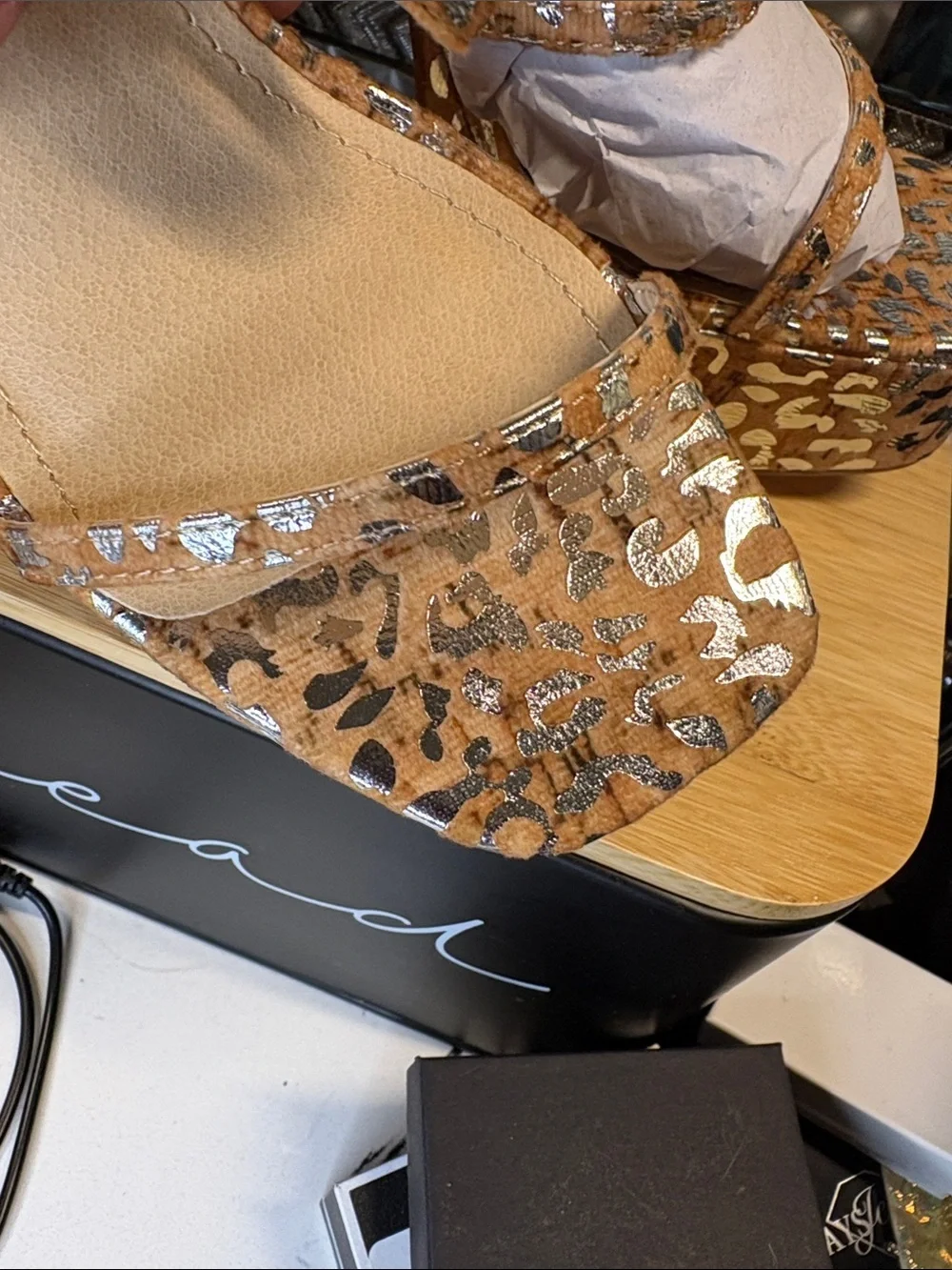 KAYLEEN By Los Angeles Leopard Print Tan Strappy Platform Sandals